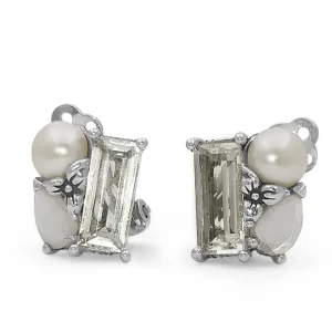 Stephen Dweck Rockragous Faceted Rock Crystal, Natural Pearl, Mother of Pearl set in Sterling Silver< Earrings