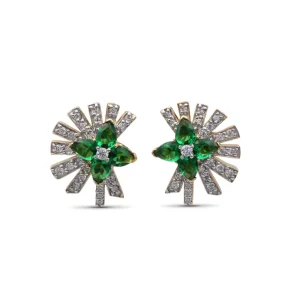 Stephen Dweck Sunray Emerald 1.05ct and Diamond 0.55ct Earring in 18K Gold< Earrings