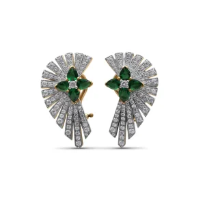 Stephen Dweck Sunray Emerald 1.05ct and Diamond 1.25ct Earring in 18K Gold< Earrings