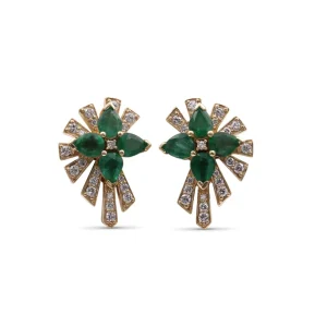 Stephen Dweck Sunray Emerald 2.20ct and Diamond 0.50ct Earring in 18K Gold< Earrings