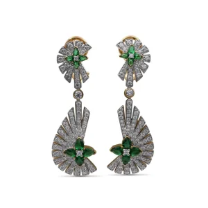 Stephen Dweck Sunray Emerald 1.60ct and Diamond 2.05ct Earring in 18K Gold< Earrings