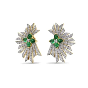 Stephen Dweck Sunray Emerald 1.05ct and Diamond 1.85ct Earring in 18K Gold< Earrings