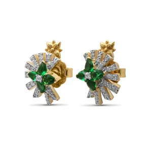 Stephen Dweck Sunray Emerald 1.05ct and Diamond 0.55ct Earring in 18K Gold< Earrings