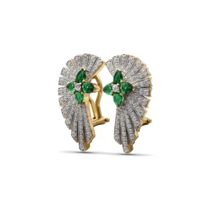 Stephen Dweck Sunray Emerald 1.05ct and Diamond 1.25ct Earring in 18K Gold< Earrings