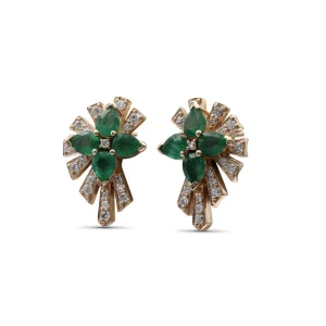 Stephen Dweck Sunray Emerald 2.20ct and Diamond 0.50ct Earring in 18K Gold< Earrings