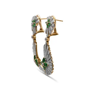 Stephen Dweck Sunray Emerald 1.60ct and Diamond 2.05ct Earring in 18K Gold< Earrings