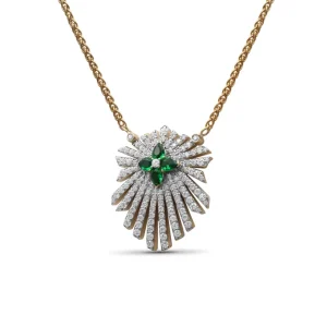 Stephen Dweck Sunray Emerald 0.55ct and Diamond 1.35ct Pendant in 18K Gold< Necklace