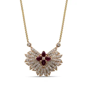 Stephen Dweck Sunray Ruby 0.68ct and Diamond 0.85ct Pendant in 18K Gold< Necklace