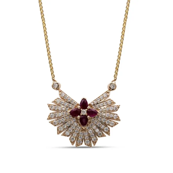 Stephen Dweck Sunray Ruby 0.68ct and Diamond 0.85ct Pendant in 18K Gold< Necklace
