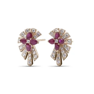 Stephen Dweck Sunray Ruby 0.64ct and Diamond 0.50ct Earring in 18K Gold< Earrings