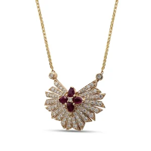 Stephen Dweck Sunray Ruby 0.68ct and Diamond 0.85ct Pendant in 18K Gold< Necklace