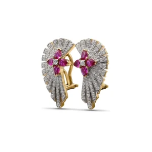 Stephen Dweck Sunray Ruby 1.55ct and Diamond 1.25ct Earring in 18K Gold< Earrings