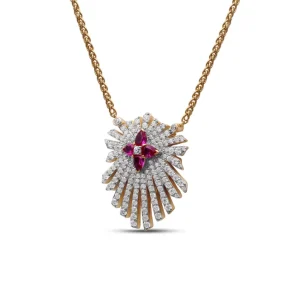 Stephen Dweck Sunray Ruby 0.80ct and Diamond 1.35ct Pendant in 18K Gold< Necklace