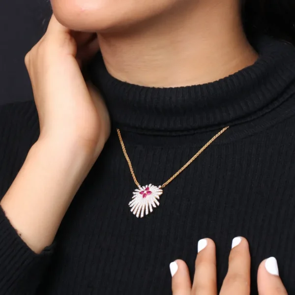 Stephen Dweck Sunray Ruby 0.80ct and Diamond 1.35ct Pendant in 18K Gold< Necklace