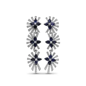 Stephen Dweck Sunray Sapphire 4.50ct and Diamond 1.27ct Earring in 18K White Gold< Earrings