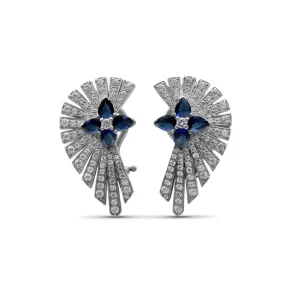 Stephen Dweck Sunray Sapphire 1.60ct and Diamond 1.25ct Earring in 18K Gold< Earrings