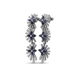 Stephen Dweck Sunray Sapphire 4.50ct and Diamond 1.27ct Earring in 18K White Gold< Earrings