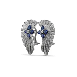 Stephen Dweck Sunray Sapphire 1.60ct and Diamond 1.25ct Earring in 18K Gold< Earrings