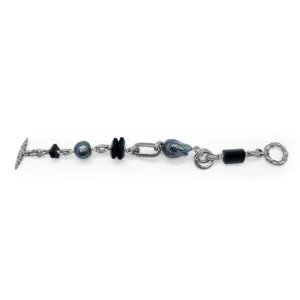 Stephen Dweck Terraquatic Black Agate and Pearl Bracelet in Sterling Silver< Bracelets