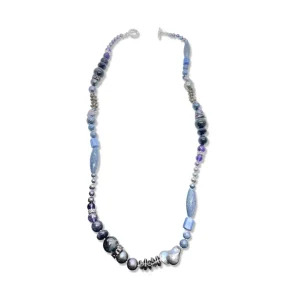 Stephen Dweck Terraquatic Blue Coral Blue Aventurine Amethyst Blue Tiger Eye Blue Goldstone Smoky Quartz Rhodolite Garnet and Multi-Hued Pearl Necklace in Sterling Silver< Necklace