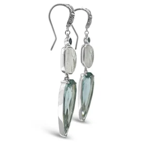 Stephen Dweck TerrAquatic Carved Natural Quartz, London Blue Topaz, Blue Quartz Drop Earrings in Sterling Silver< Earrings