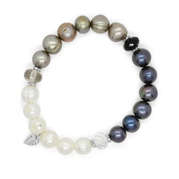 Stephen Dweck TerrAquatic 111.95ct Multi-Hued Pearls Black Onyx Natural and Smoky Quartz Bracelet in Sterling Silver-60MM< Bracelets