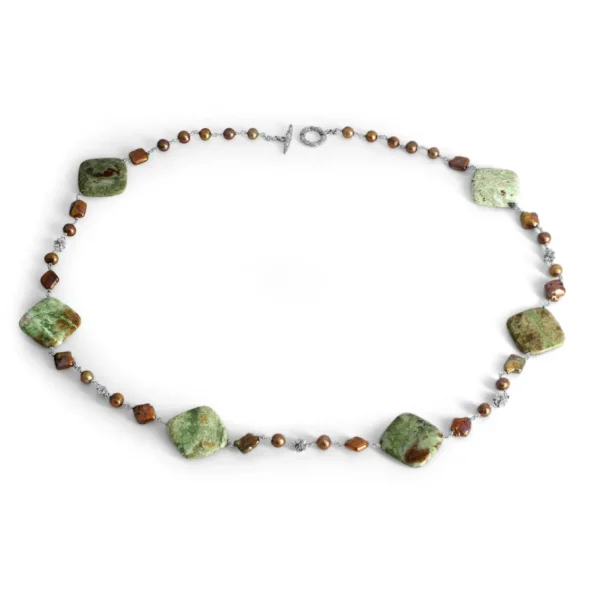 Stephen Dweck TerrAquatic Jasper and Pearl Necklace in Sterling Silver< Necklace