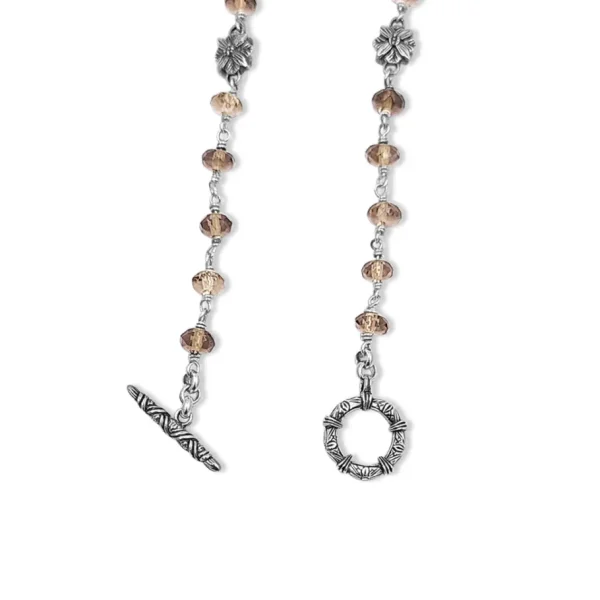 Stephen Dweck Terraquatic Long Single Strand of Smoky Qtz, Silver Pearls and Faceted Grey Mop with Sterling Silver Details< Necklace