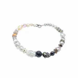 Stephen Dweck TerrAquatic Multi-Hued Pearls Herkimer Diamonds Galactical Smoky and Lavender Moon Quartz Various Agates and Chalcydony Necklace in Sterling Silver - 21.5In/54Cm< Necklace