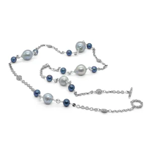 Stephen Dweck Terraquatic Multi-Hued Pearl Necklace in Sterling Silver< Necklace