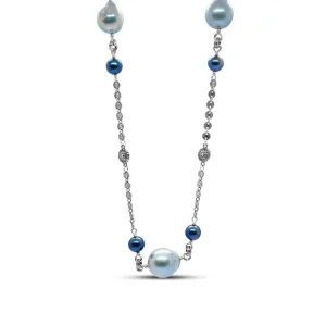 Stephen Dweck Terraquatic Multi-Hued Pearl Necklace in Sterling Silver< Necklace