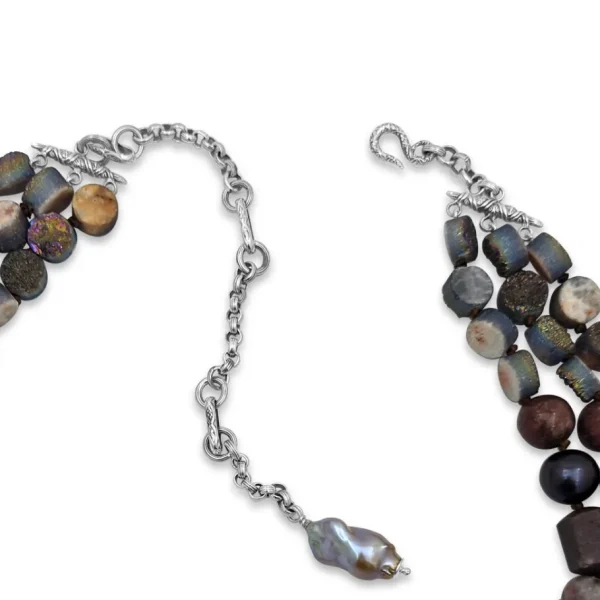 Stephen Dweck Terraquatic Natural Pearls Moonstones Agate, Ruby Stone, Adventurine, Lepidolite, Drusy Quartz Sterling Silver Necklace< Necklace