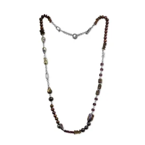 Stephen Dweck Terraquatic Natural Pearls , Garnet, Moonstone, Floorite, Adventurine Sterling Silver Necklace< Necklace