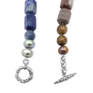 Stephen Dweck Terraquatic Natural Pearls Blue Coral, Ocean Jasper, Adventurine, Agate, Smoky Quartz Sterling Silver Necklace< Necklace