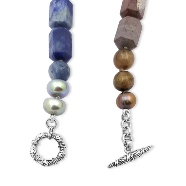 Stephen Dweck Terraquatic Natural Pearls Blue Coral, Ocean Jasper, Adventurine, Agate, Smoky Quartz Sterling Silver Necklace< Necklace