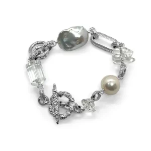 Stephen Dweck Terraquatic Natural Quartz and Pearl Bracelet in Sterling Silver< Bracelets