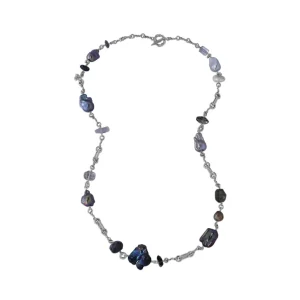 Stephen Dweck TerrAquatic Necklace of Natural Various Sized Pearls Hand Worked with Sterling Silver Links< Necklace