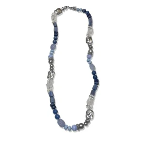 Stephen Dweck Terraquatic Opal Aventurine Coral Blue Lace Agate Chalcedony Natural Quartz and Multi-hued Pearl Necklace in Sterling Silver< Necklace