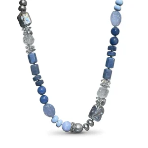 Stephen Dweck Terraquatic Opal Aventurine Coral Blue Lace Agate Chalcedony Natural Quartz and Multi-hued Pearl Necklace in Sterling Silver< Necklace