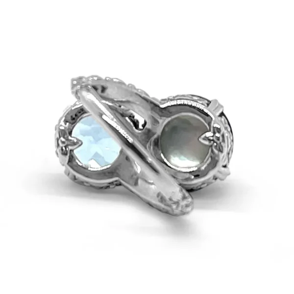 Stephen Dweck TerrAquatic Pearl And Faceted Sky Blue Topaz Ring in Sterling Silver< Rings