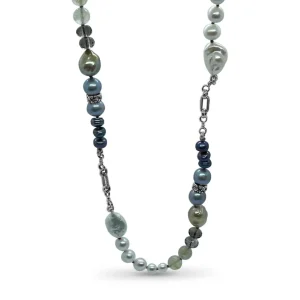 Stephen Dweck Terraquatic Pearl Smoky Quartz Gold Hair Rutilated Quartz Necklace in Sterling Silver< Necklace