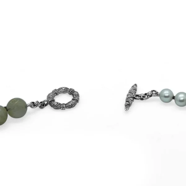 Stephen Dweck Terraquatic Pearl Smoky Quartz Gold Hair Rutilated Quartz Necklace in Sterling Silver< Necklace