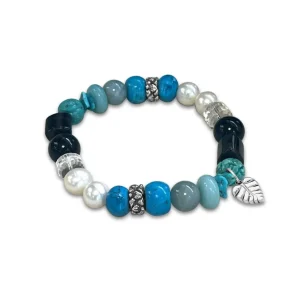 Stephen Dweck Terraquatic Turquoise, Aquamarine, Aventurine, Tiger Eye, Onyx, Natural Quartz, Pearl, and Magnesite Slip-On Bracelet in Sterling Silver< Bracelets