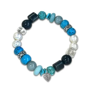 Stephen Dweck Terraquatic Turquoise, Aquamarine, Aventurine, Tiger Eye, Onyx, Natural Quartz, Pearl, and Magnesite Slip-On Bracelet in Sterling Silver< Bracelets